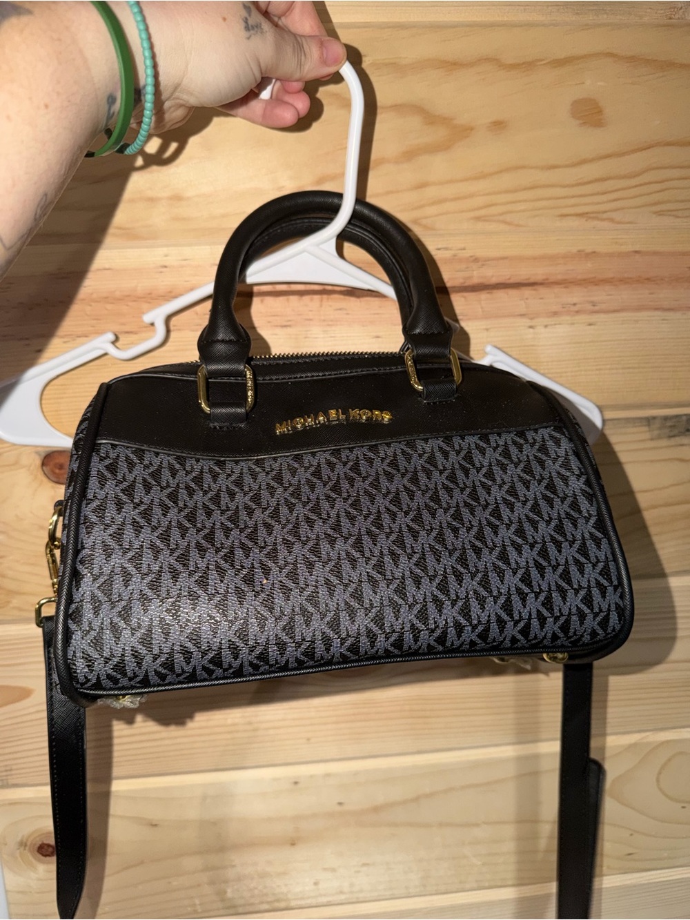 MICHAEL KORS Black and Gray Signature Satchel
